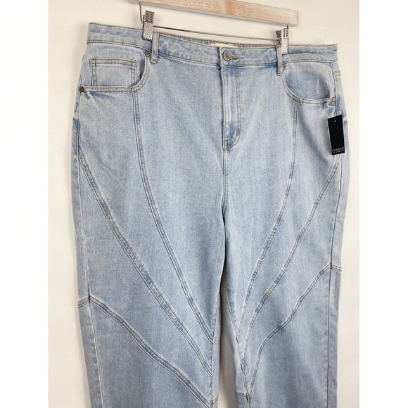 NWT Eloquii Plus Size Seam Detail Straight Leg Jeans, Light Wash - Size 20 - Picture 5 of 12